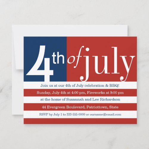 US Flag Fourth of July Party Invitation