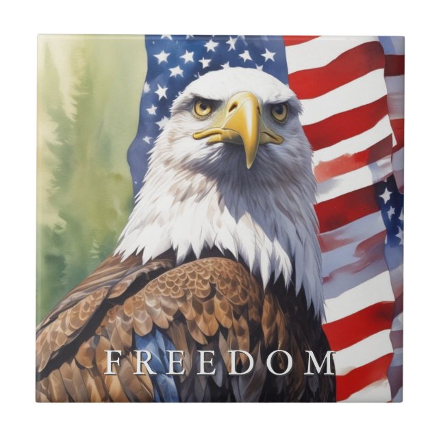 US Flag Freedom Eagle Motivational Inspirational Ceramic Tile (Front)