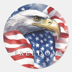 US Flag Freedom Eagle Motivational Inspirational Classic Round Sticker