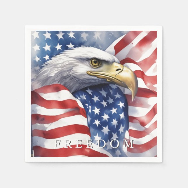 US Flag Freedom Eagle Motivational Inspirational Napkins (Front)