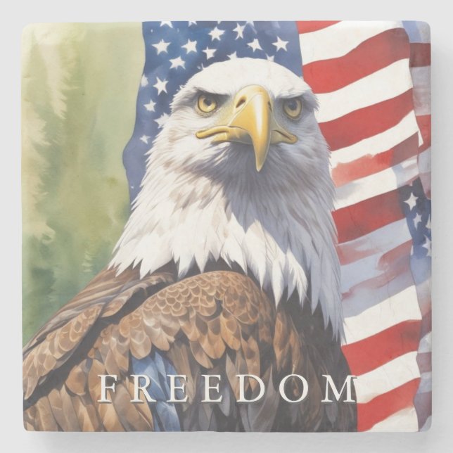 US Flag Freedom Eagle Motivational Inspirational Stone Coaster (Front)