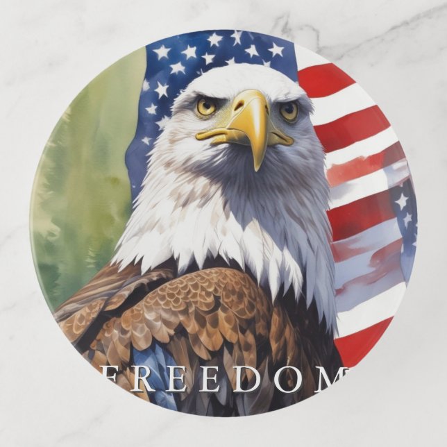 US Flag Freedom Eagle Motivational Inspirational Trinket Tray (Front)
