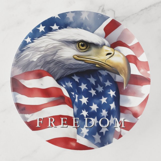 US Flag Freedom Eagle Motivational Inspirational Trinket Tray (Front)