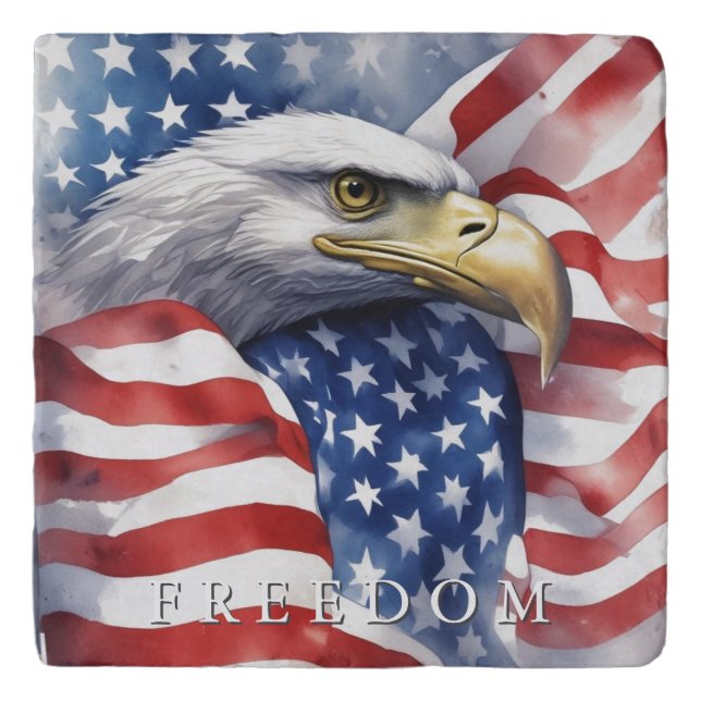 US Flag Freedom Eagle Motivational Inspirational Trivet (Front)