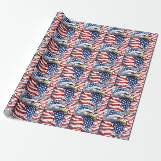 US Flag Freedom Eagle Motivational Inspirational Wrapping Paper (Unrolled)