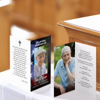 US Flag Funeral Memorial Photo Folded Prayer Card