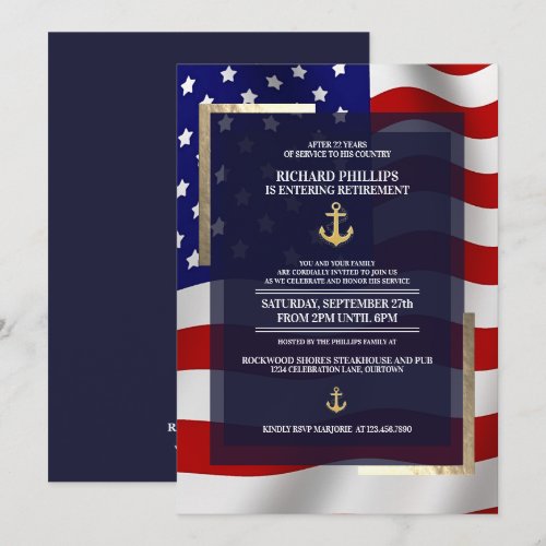 US Flag/Gold Anchor Military Retirement Party