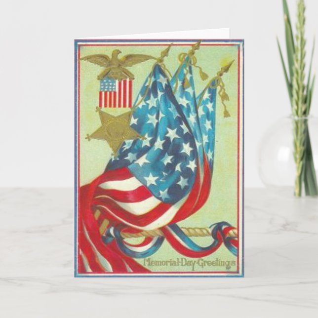 US Flag Gold Star Eagle Memorial Day Card (Front)