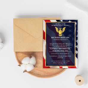 US Flag/Golden Eagle Military Retirement Party Inv Invitation