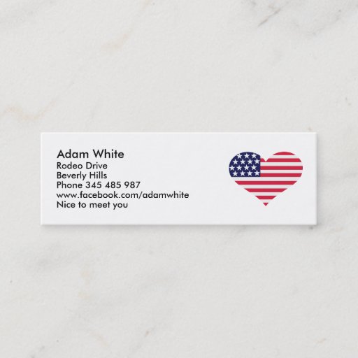 Customizable US flag heart Business Cards