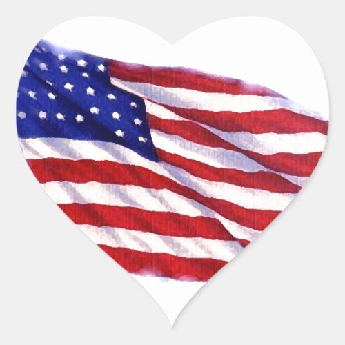 US Flag Heart Sticker