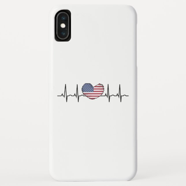 US Flag Heartbeat ECG Electrocardiography Case-Mate iPhone Case (Back)