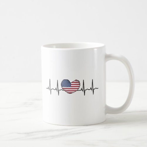 US Flag Heartbeat ECG Electrocardiography Coffee Mug