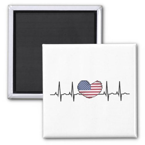 US Flag Heartbeat ECG Electrocardiography Magnet