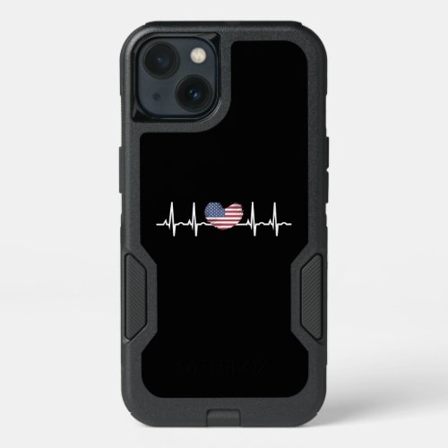 US Flag Heartbeat ECG Electrocardiography iPhone 13 Case