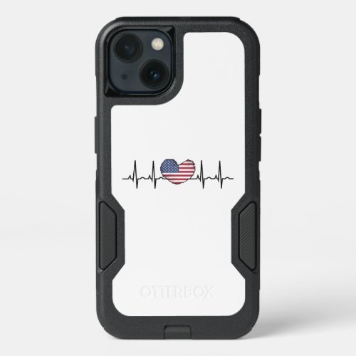 US Flag Heartbeat ECG Electrocardiography iPhone 13 Case