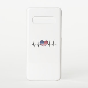 US Flag Heartbeat ECG Electrocardiography Samsung Galaxy S10 Case