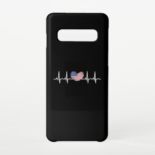 US Flag Heartbeat ECG Electrocardiography Samsung Galaxy S10 Case