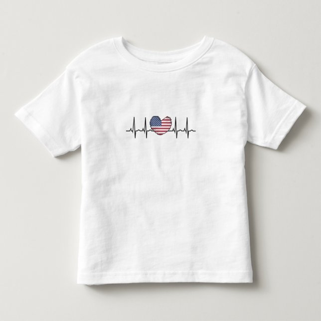 US Flag Heartbeat ECG Electrocardiography Toddler T-shirt (Front)