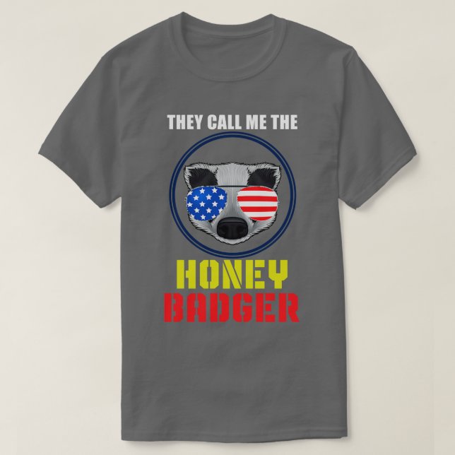 US Flag Honey Badger T-Shirt (Design Front)