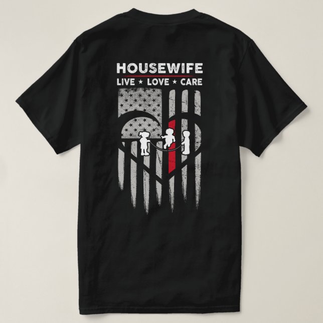 US Flag Housewife Decal T-Shirt (Design Back)