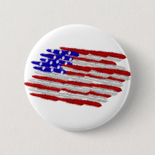 US Flag in Feathers Button