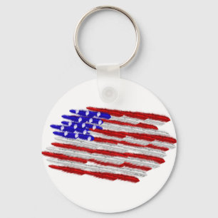 US Flag  in Feathers Keychain