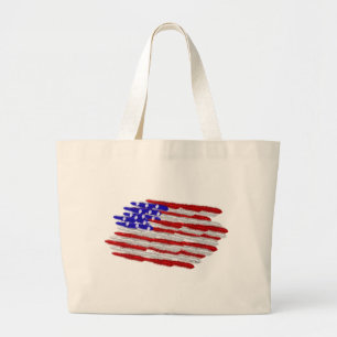 US Flag in Feathers Large Tote Bag
