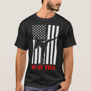 Us Flag Kickboxing Martial Arts Fighter Muay Thai T-Shirt