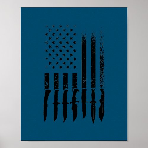 US Flag Knife Enthusiast Knife Collection  Poster