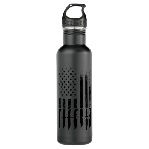 US Flag Knife Enthusiast Knife Collection  Stainless Steel Water Bottle
