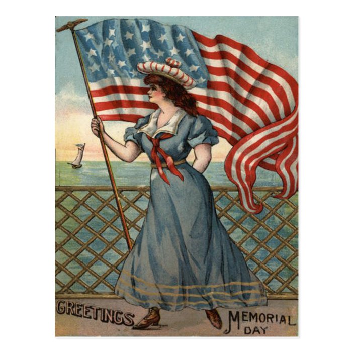 US Flag Lady Liberty Ocean Sailboat Postcard | Zazzle.com