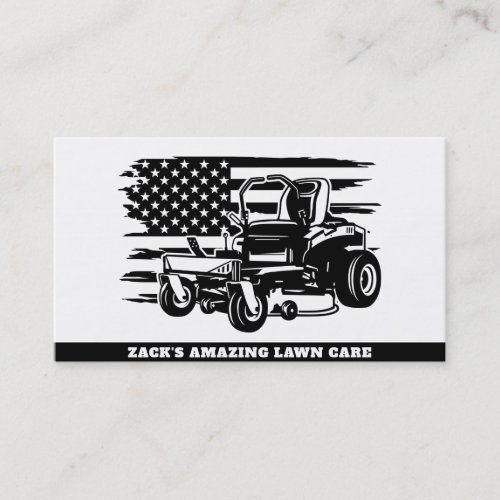  US Flag Lawn Mower Black White Lawn Care  Business Card