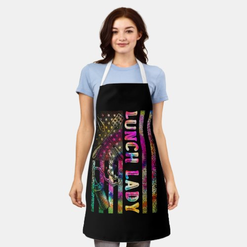 US Flag Lunch Lady Back To School Chef Cook Apron
