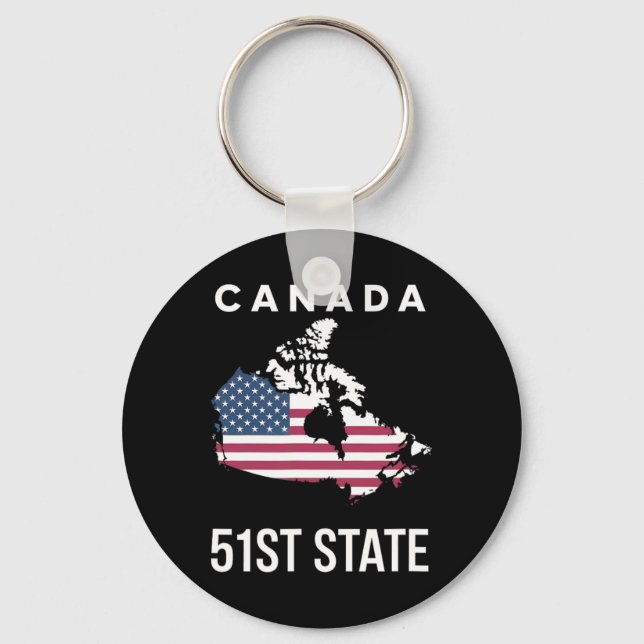 Us Flag Map Canada 51st State  Keychain (Front)