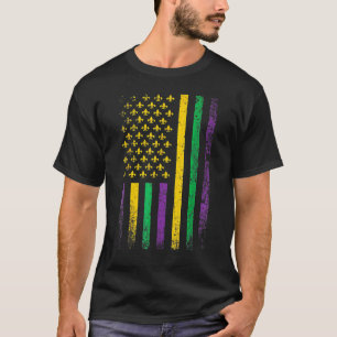 US Flag Mardi Gras Carnival New Orleans Men Women  T-Shirt
