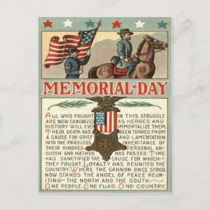 US Flag Medal March Union Soldier Cavalry Postcard