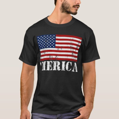 US Flag MERICA Distressed T_shirt