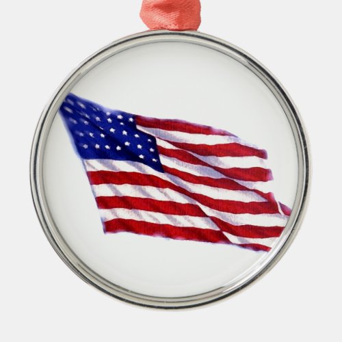 US Flag Metal Ornament