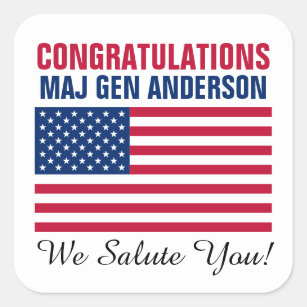 US Flag Military Graduation Promotion Party Square Sticker