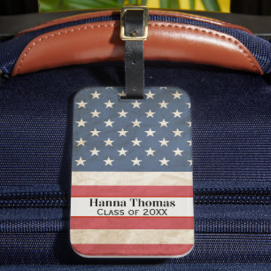 US Flag Military Patriotic Graduation Party Luggage Tag