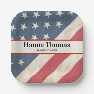 US Flag Military Patriotic Graduation Party Paper Plates