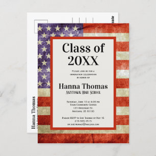 US Flag Military Patriotic Graduation Party Postcard