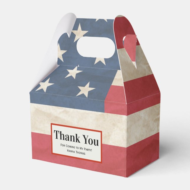 US Flag Military Patriotic Graduation Thank You Favor Boxes (Front Side)