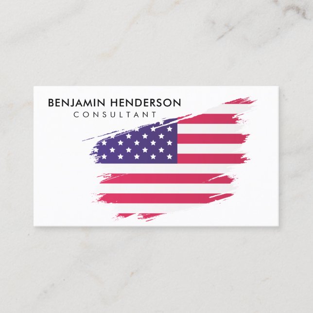 US Flag Modern Consultant Business Card (Front)