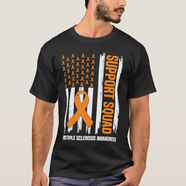 US Flag Multiple Sclerosis MS Awareness Supporter T-Shirt (Front)