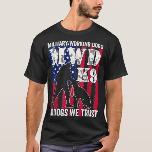 Us Flag MWD K9 Officer Military Working Dog Police T_Shirt