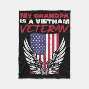 Us Flag My Grandpa Vietnam Veteran Memorial Day Pa Fleece Blanket