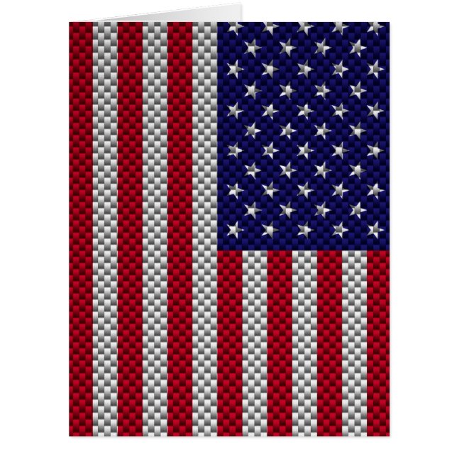 US Flag on Carbon Fiber Like Print Cards (Front)