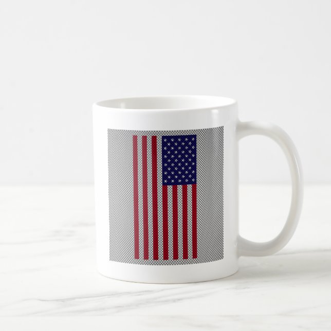 US Flag on Carbon Fiber Like Print Coffee Mug (Right)